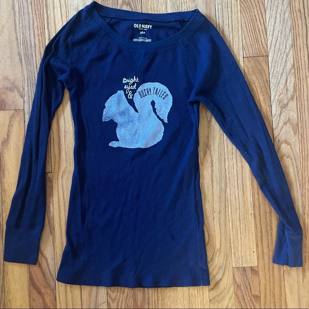 Old Navy Waffle Knit Top Navy Blue Size Small
